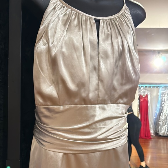 Oyster Ruched Halter Gown Belsoie Style no. L1064 - Picture 4 of 6